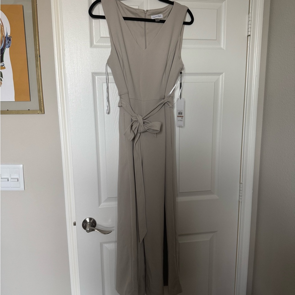 Calvin Klein Beige Jumpsuit with Tie Detail - Picture 2 of 4